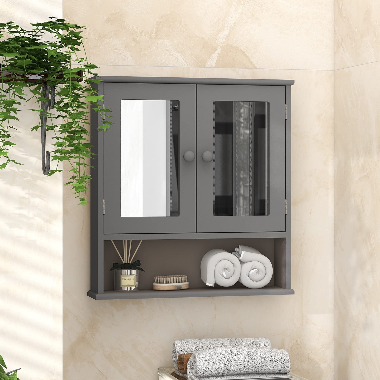 TaoHFE 20.1 inches (W) x 22.8 (H) x 5.1 (D), Grey With Mirror