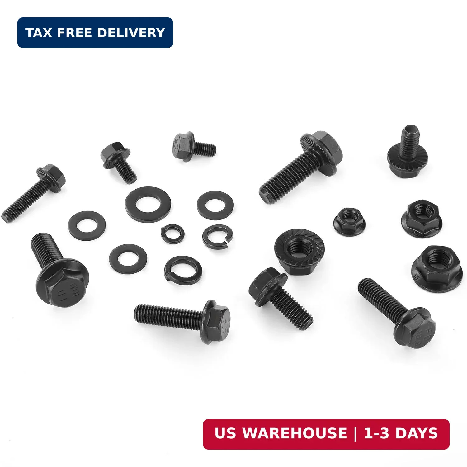 Nuts and Bolts Assortment Kit, 272 pcs, Black Carbon Steel | Grade 10.9, M6, M8