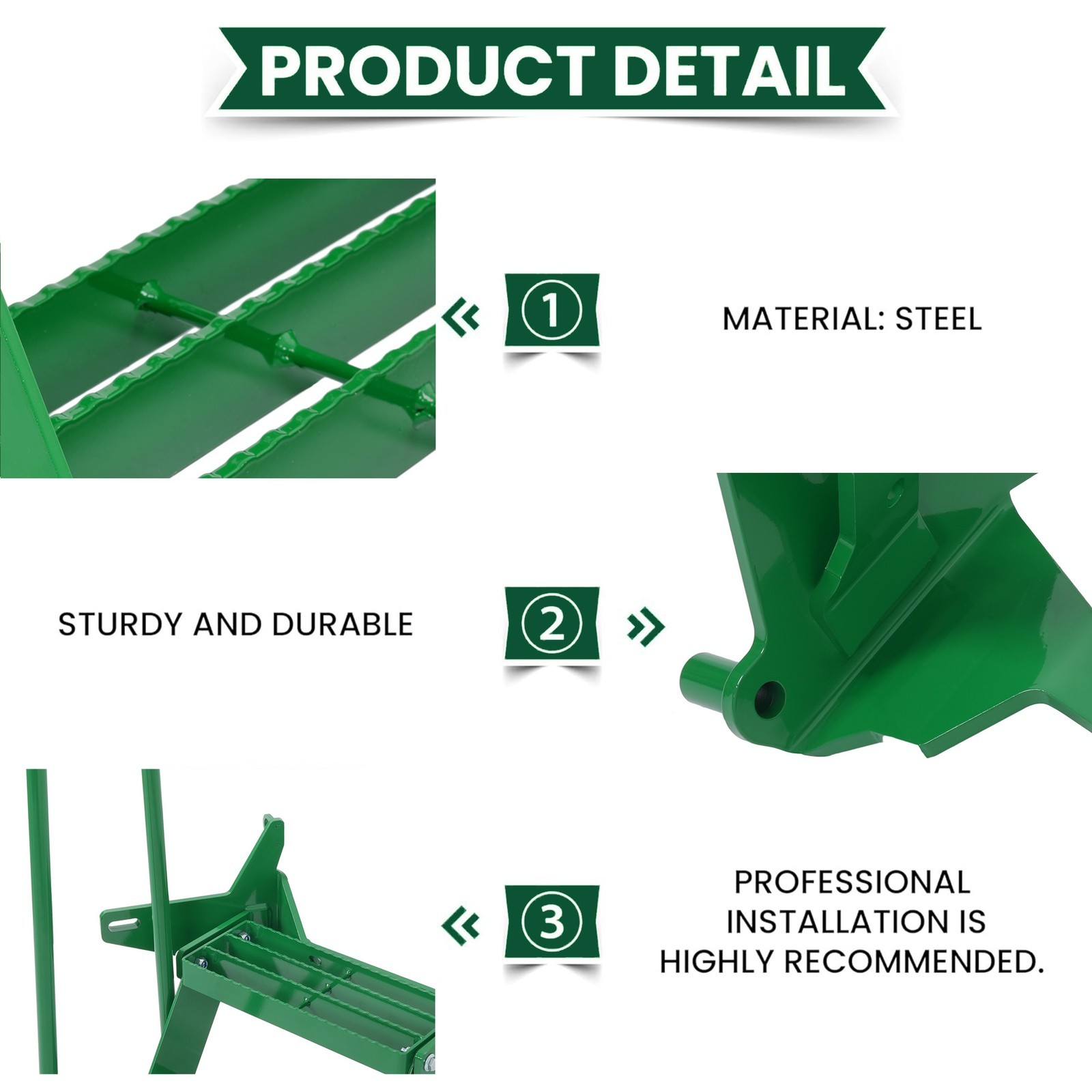 Green Tractor Stair Step Kit W/ Left Handrail For John Deere 3010 3020 4000 4020