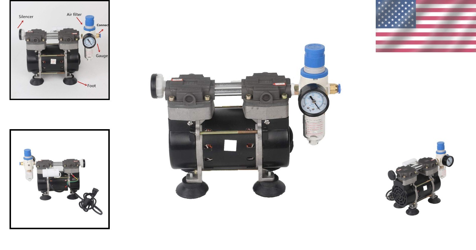 High Performance Oilless Vacuum Pump – Perfect for Labs, 55dB Quiet, 110V