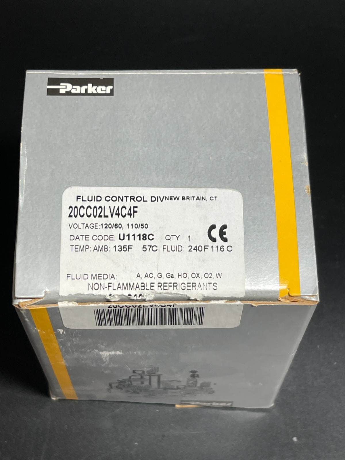 Parker 20CC02LV4C4F Solenoid Valve 1/8″ NPT 2‑Way NC 0–320 PSI 120V Coil