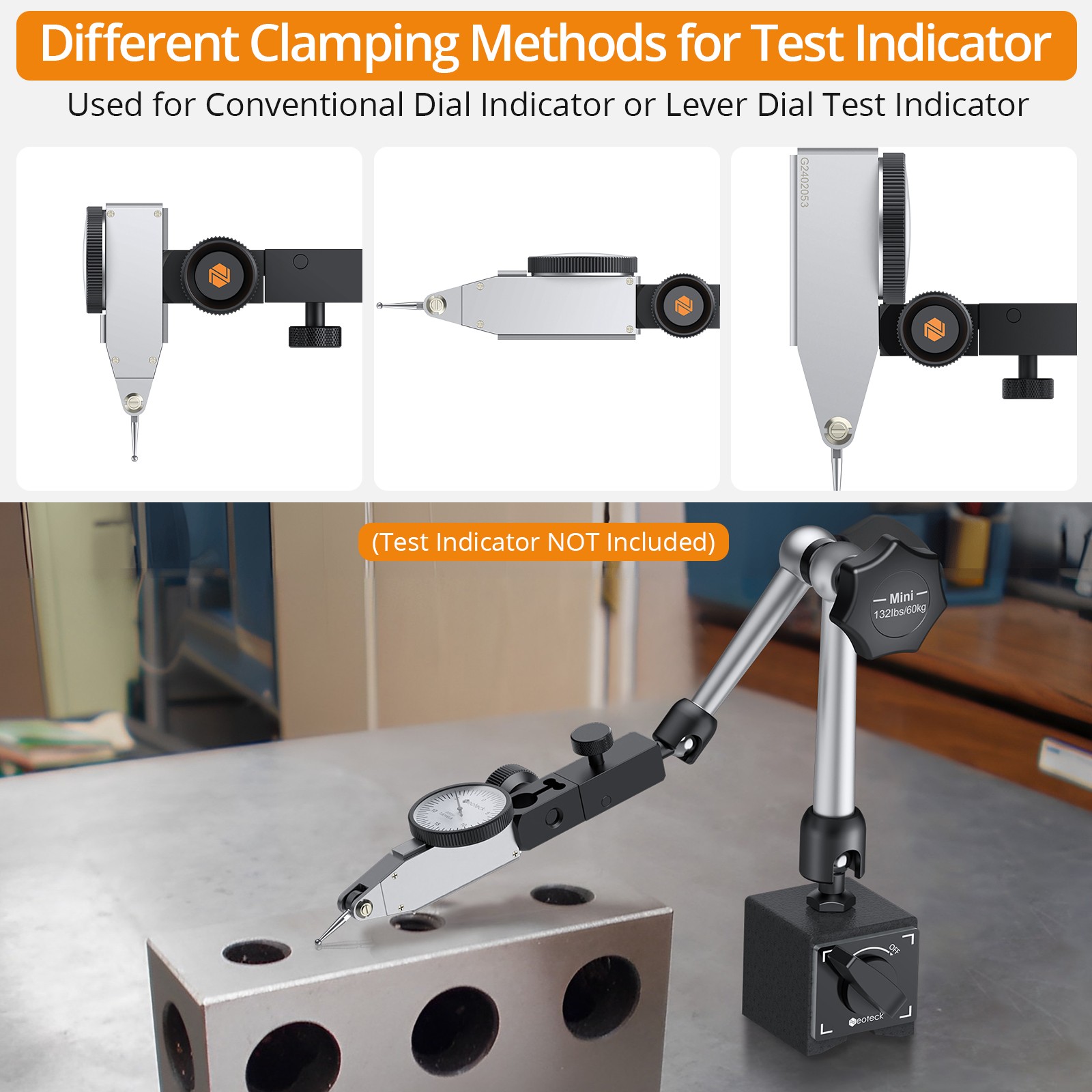 Neoteck 176 lbs Magnetic Base Holder Stand For Digital Dial Test Indicator Gauge