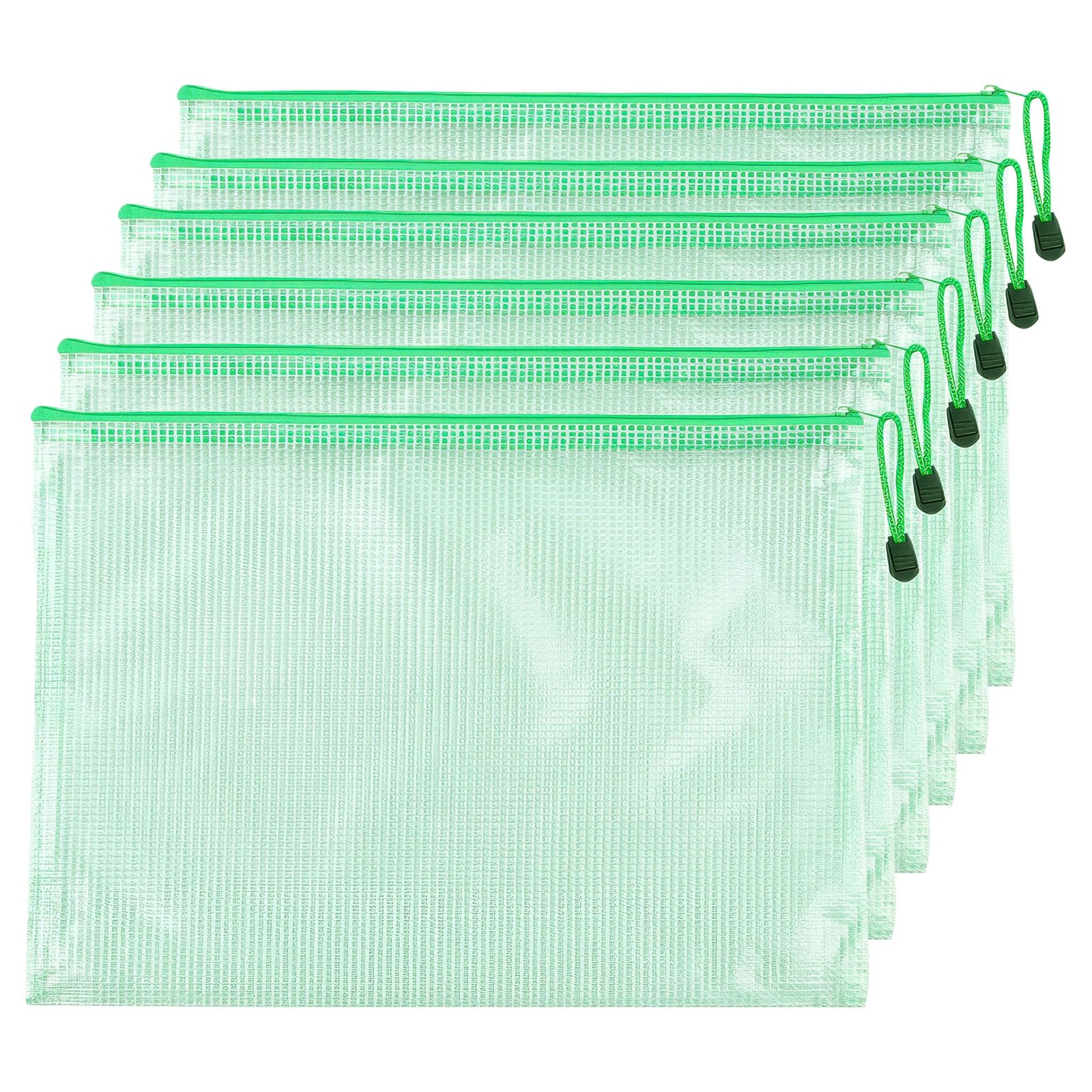6 Pcs 16.93″ x 12.01″ A3 Sizes Mesh Zipper Pouch Bags, Mesh Bags with Zipper，…