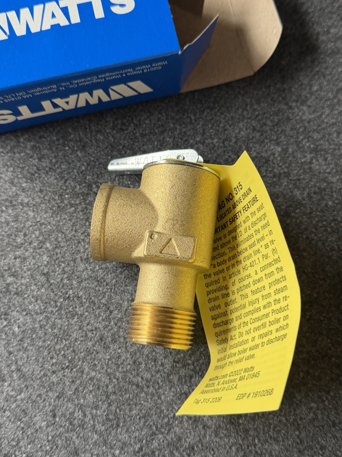 WATTS Steam Safety Relief Valve: MNPT FNPT 3/4 in x 3/4 in Bronze, 15 PSI 315M2