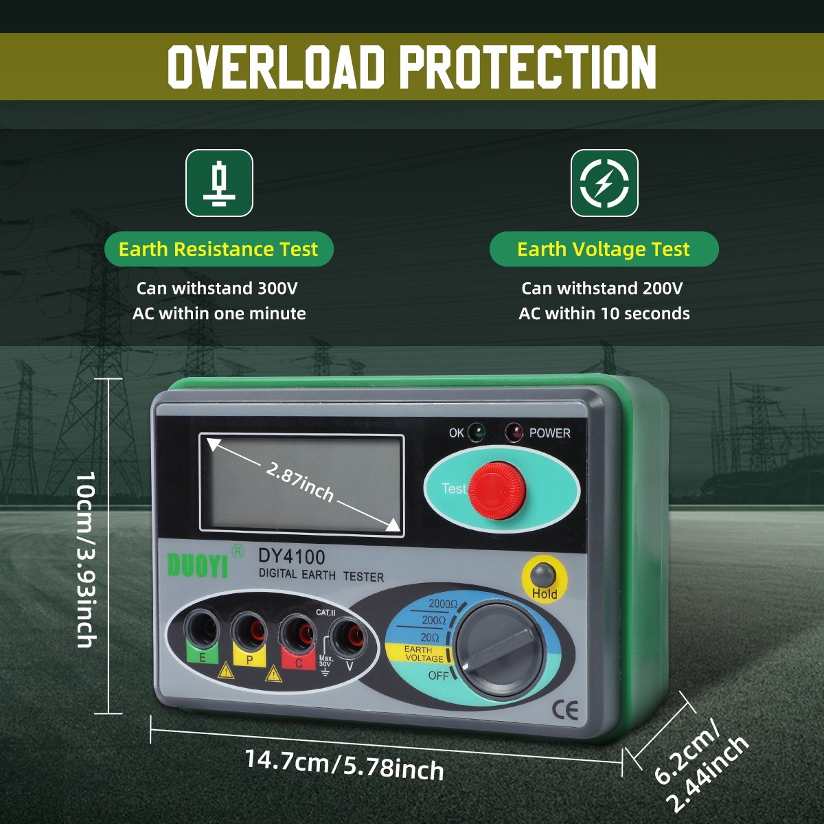 Digital Resistance Meter Megohmmeter Ground Earth Insulation Tester 0 – 2000 ohm