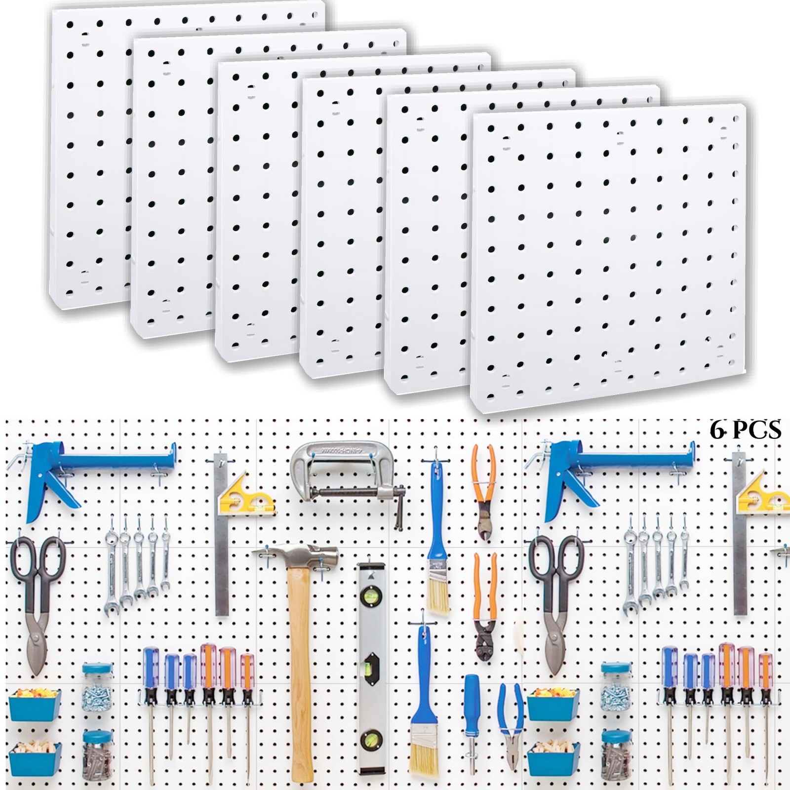 LANSI 6 PCS White ABS Peg Board Organizer Panel