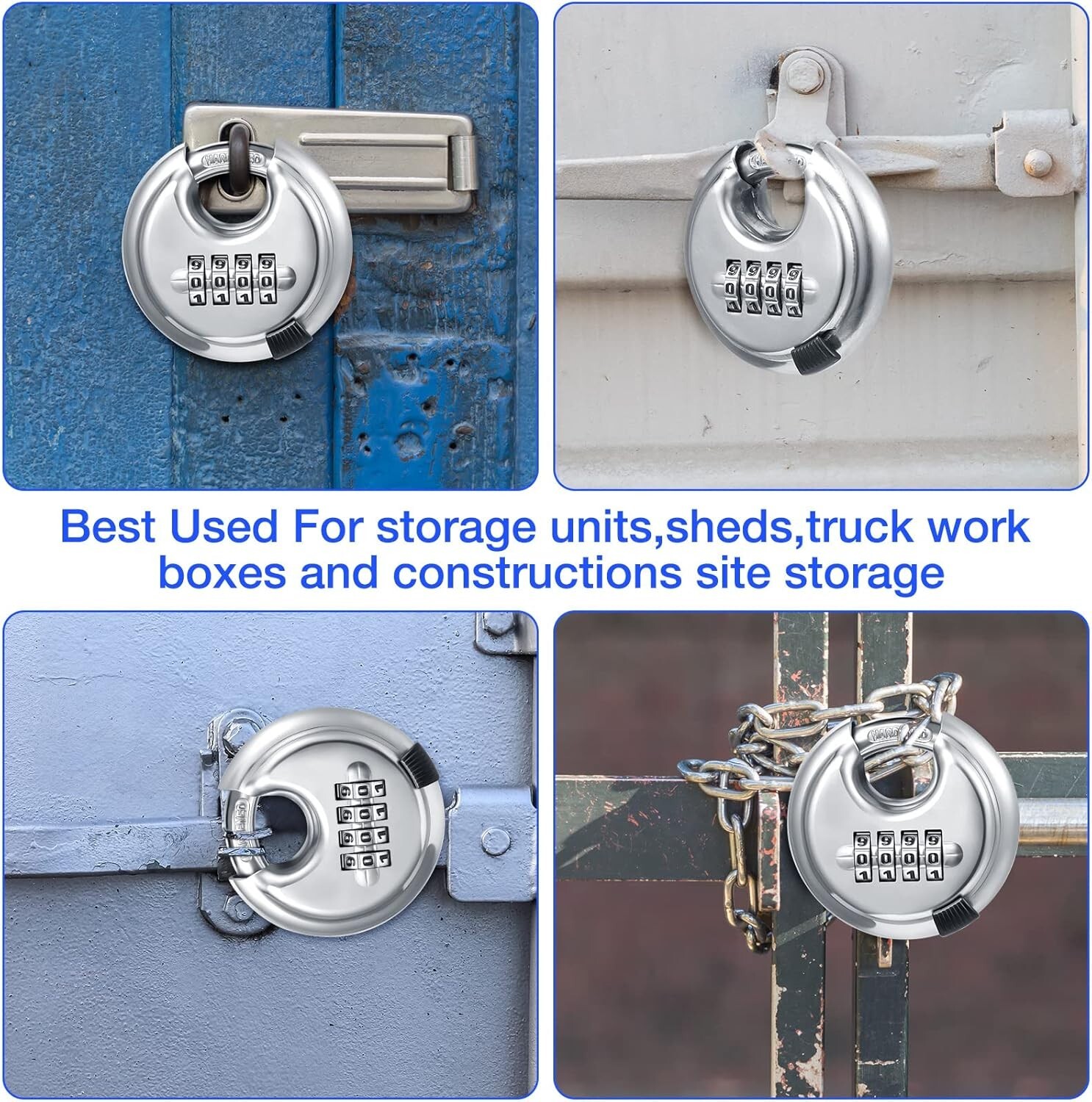 10 Packs 4 Digit Combination Locks Stainless Steel Disc Lock Combo Padlock