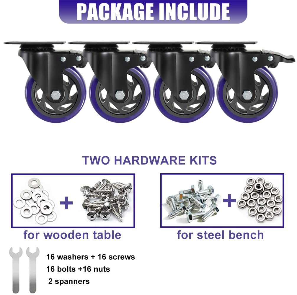 4-Pack 4-Inch Heavy Duty Casters with Brake 2000lbs Swivel Plate Wheels
