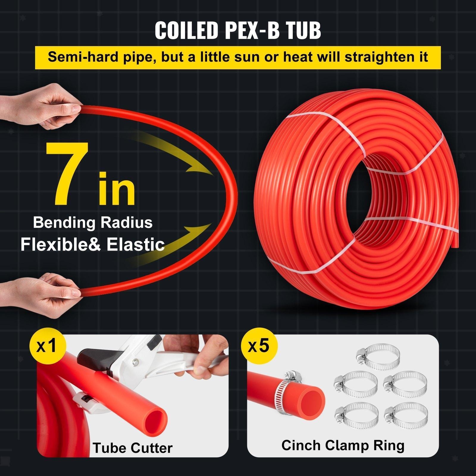 Pipe, 1 Inch x 500 FT Tubing, Non Oxygen Barrier Red -B Pipe,