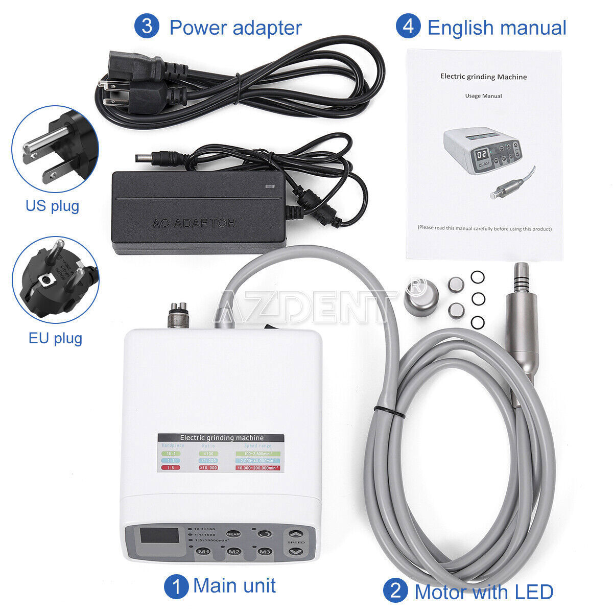 AZDENT Dental Brushless Electric LED Micro Motor /1:5 Increasing Handpiece
