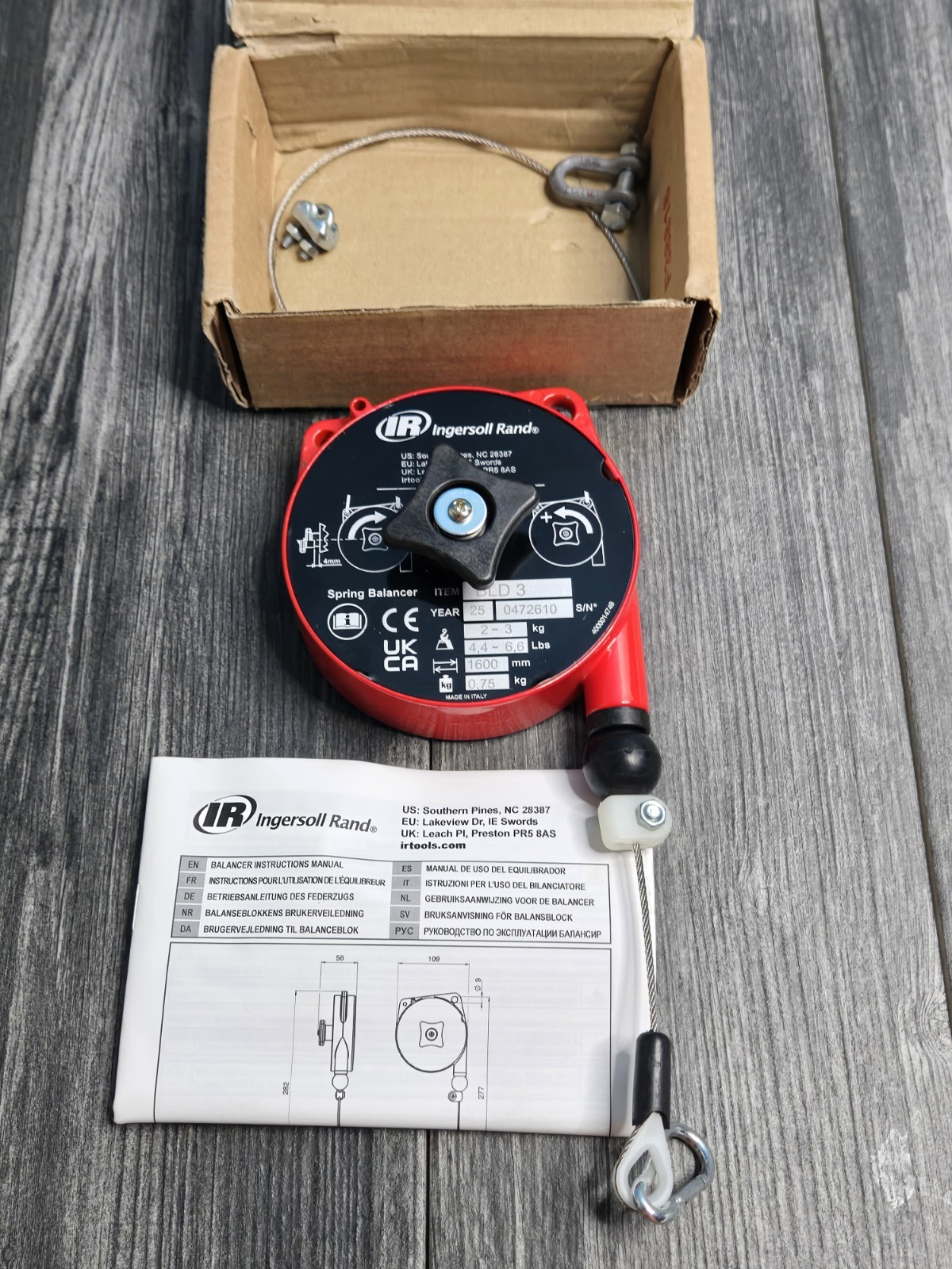 Ingersoll Rand BLD3 Light Duty Ergonomic Tool Balancer 4.4-6.5lb Capacity 5.2′ L