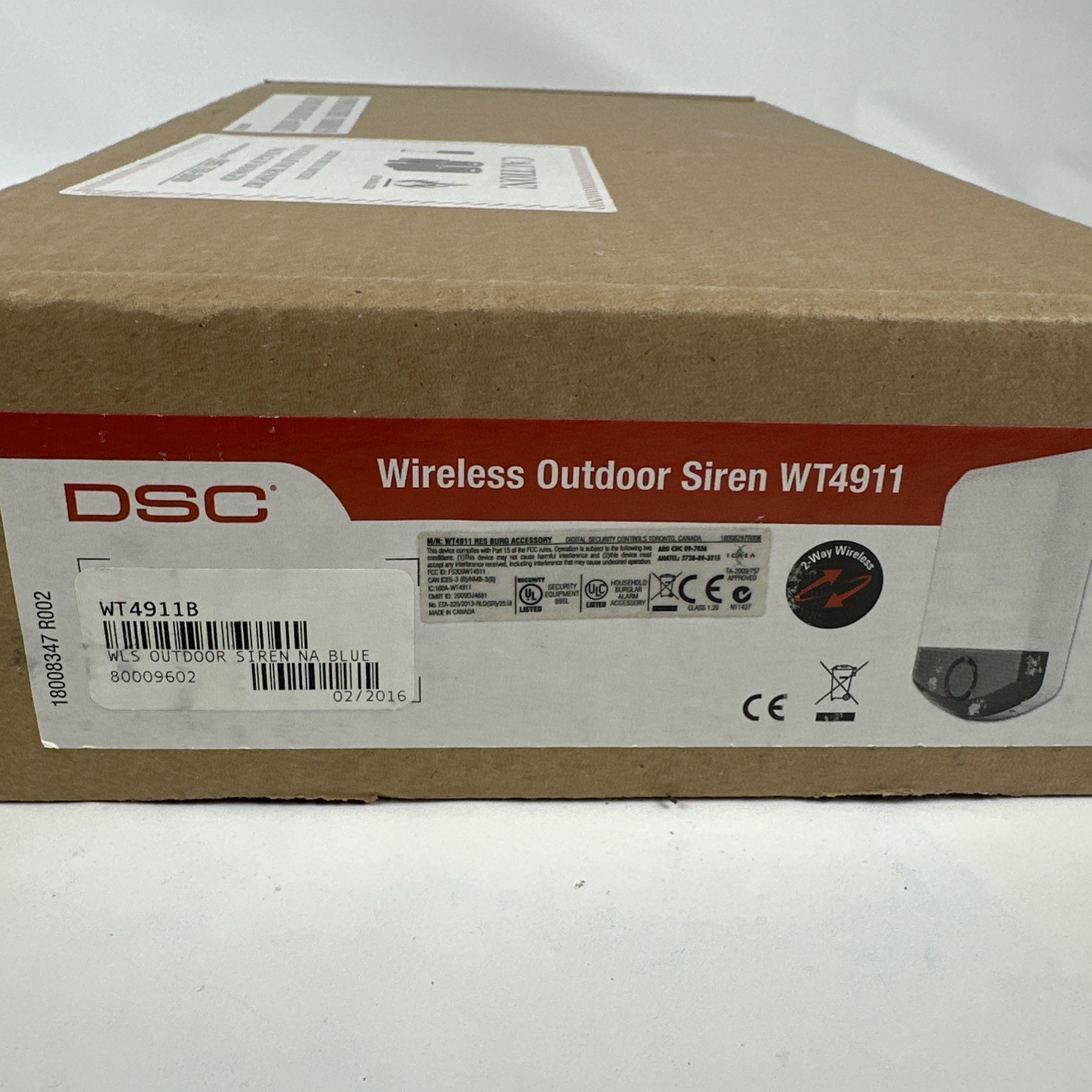 DSC WT4911B 2-Way Wireless Outdoor Siren NOS