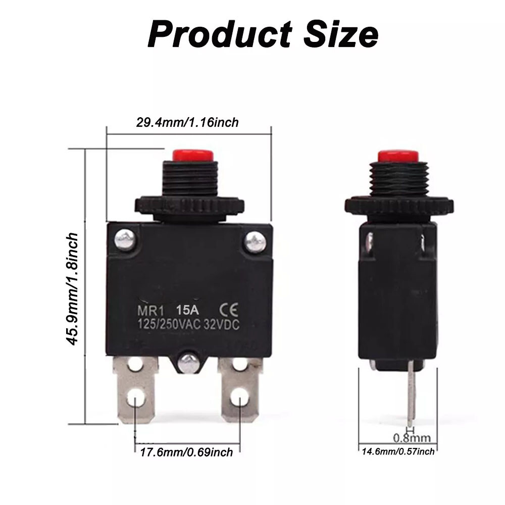 2x 3/9/15/16/30A Push Button Circuit Breaker Overload Protector Manual Reset USA