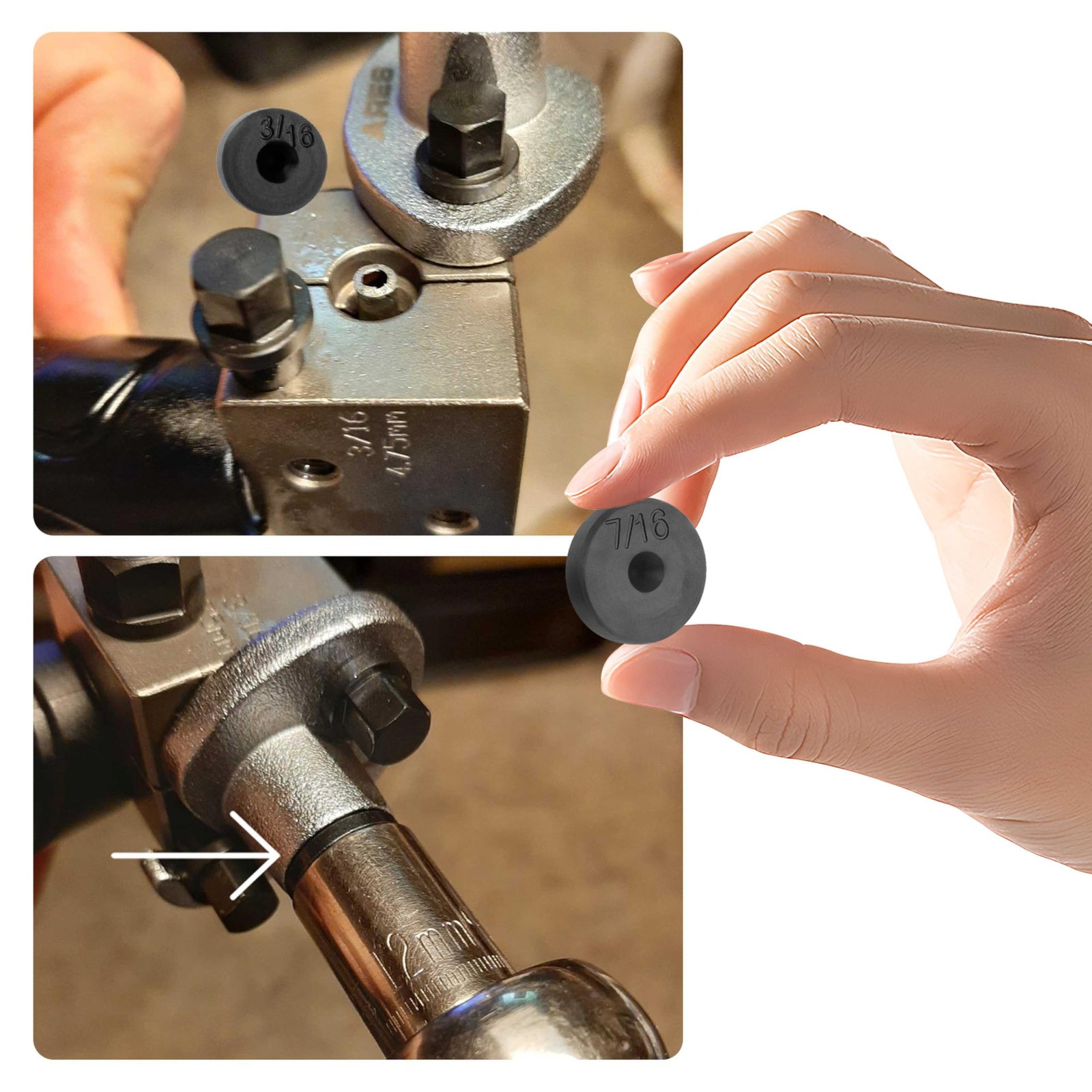 SSNNUU 7PCS Double Flare Tool Adapters Set,Brake 0.74*0.74*0.50 inch, Black