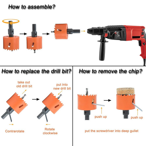1-7/8 Inch Hole Saw with Arbor for Wood Metal Plastic, 1.875 in, Orange