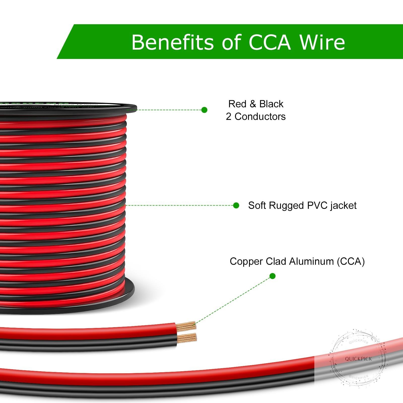 18 Gauge Wire 100FT, 2 Conductors Electrical Wire Red and Black Cable Low Voltag