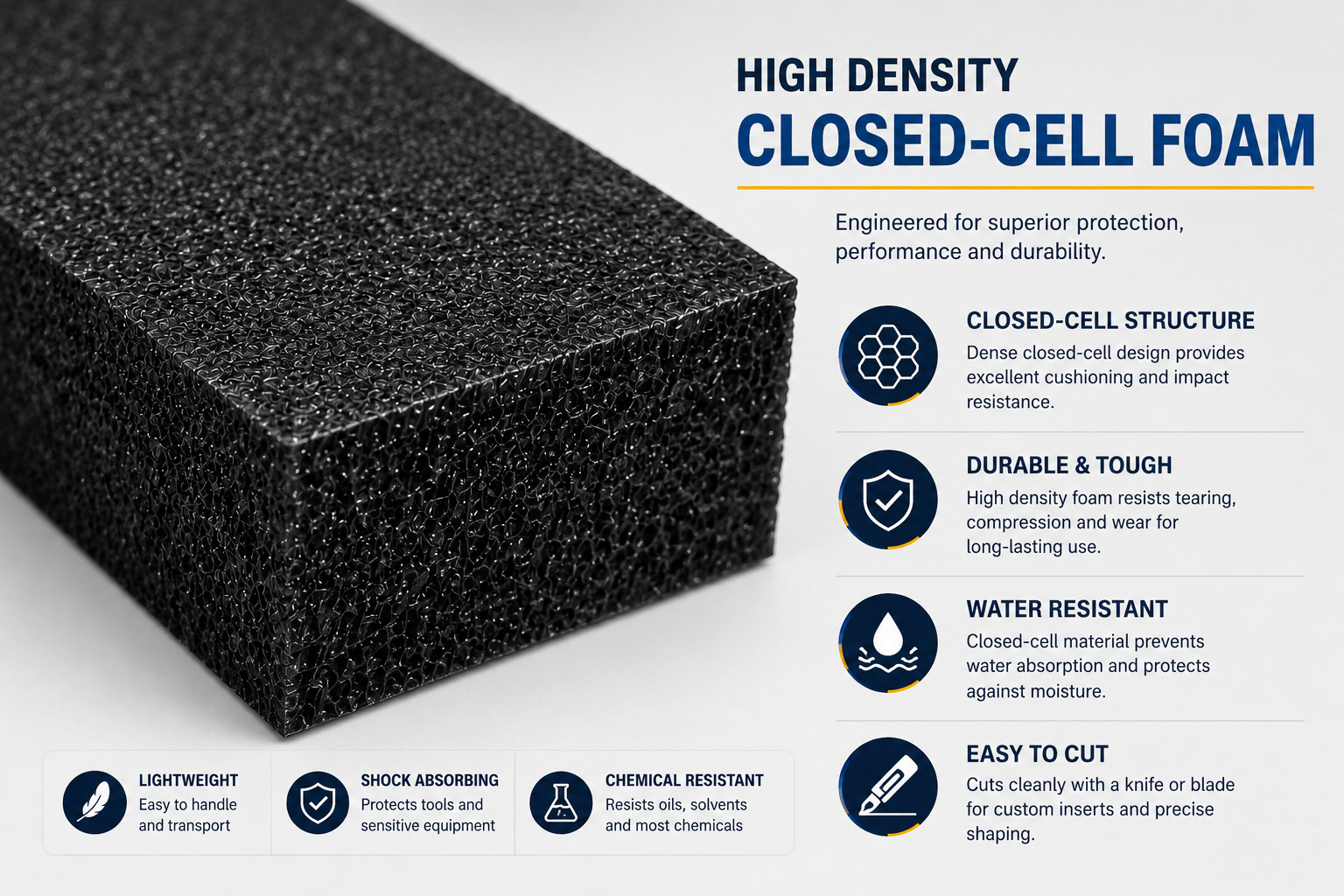 Polyethylene Closed Cell Foam Sheets 16″ x 12″ x 2″ Tool Box Case Insert 2 Pack