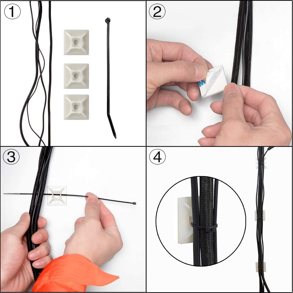Self-locking Plastic Nylon Cable Zip Ties Mounts Wire Fasteners Cable Clips US
