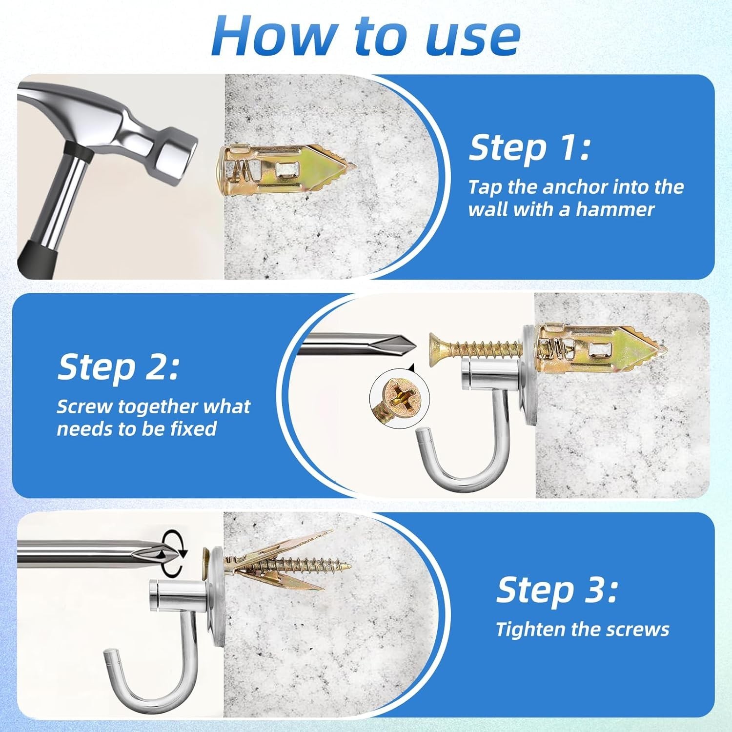 180 PCS Self-Drilling Drywall Anchors KIT – 90 Metal Winged Zinc Plated Drywall