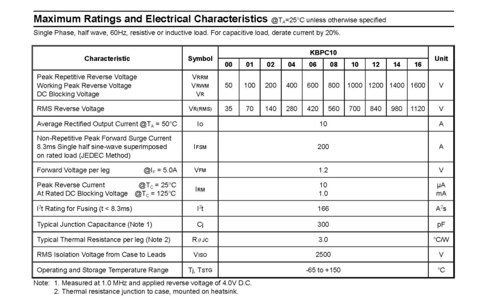 5pcs KBPC1010 Bridge Rectifier Diode Single Phase10A 1000V,4-Pin.