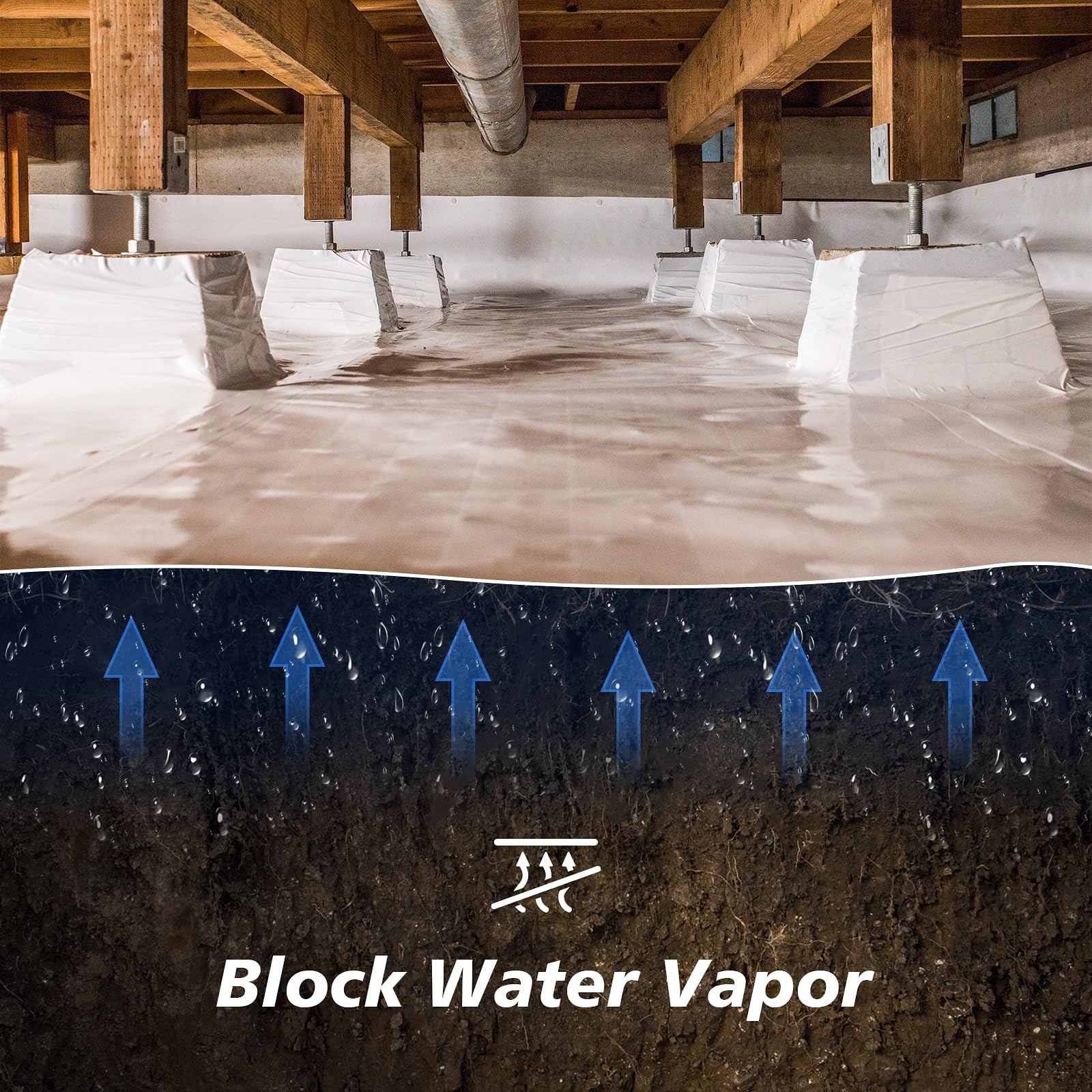 Crawldryer Crawl Space Vapor Barrier – 10 mil (6′ x 50′) Black and White Panda