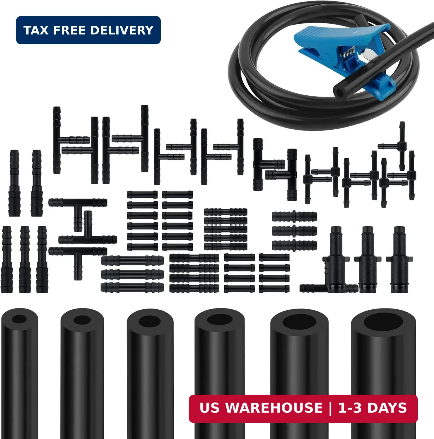 6PCS 4.9Ft Silicone Vacuum Lines Automotive,ID 1/8″ 5/32″ 3/16″ 1/4″ 5/16″ 3/8″