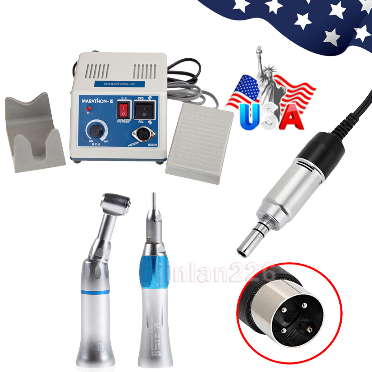 Dental Lab Marathon Electric Micromotor Polisher/Contra Angle Straight Handpiece