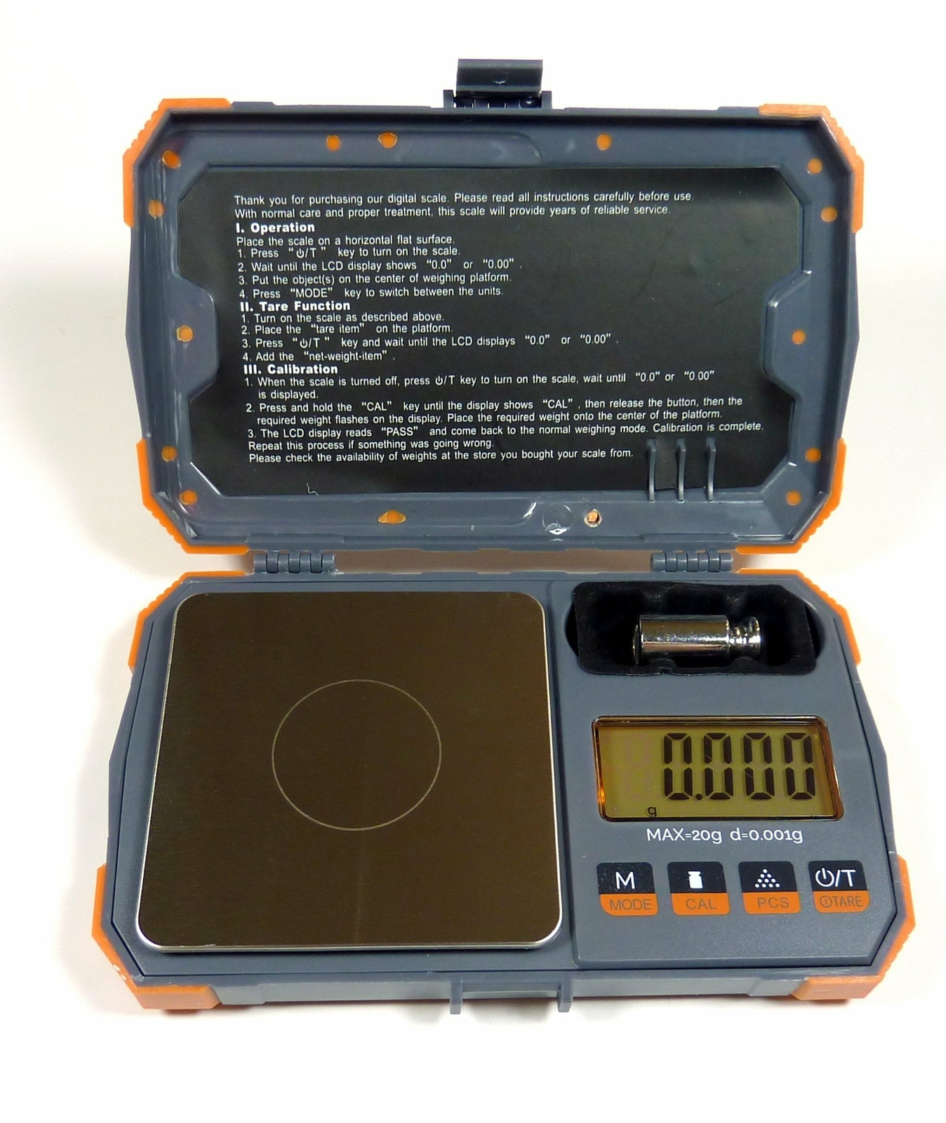 20g x 0.001g Digital Pocket Scale With Cal Weight Herb Gram Jewelry Karat Gold