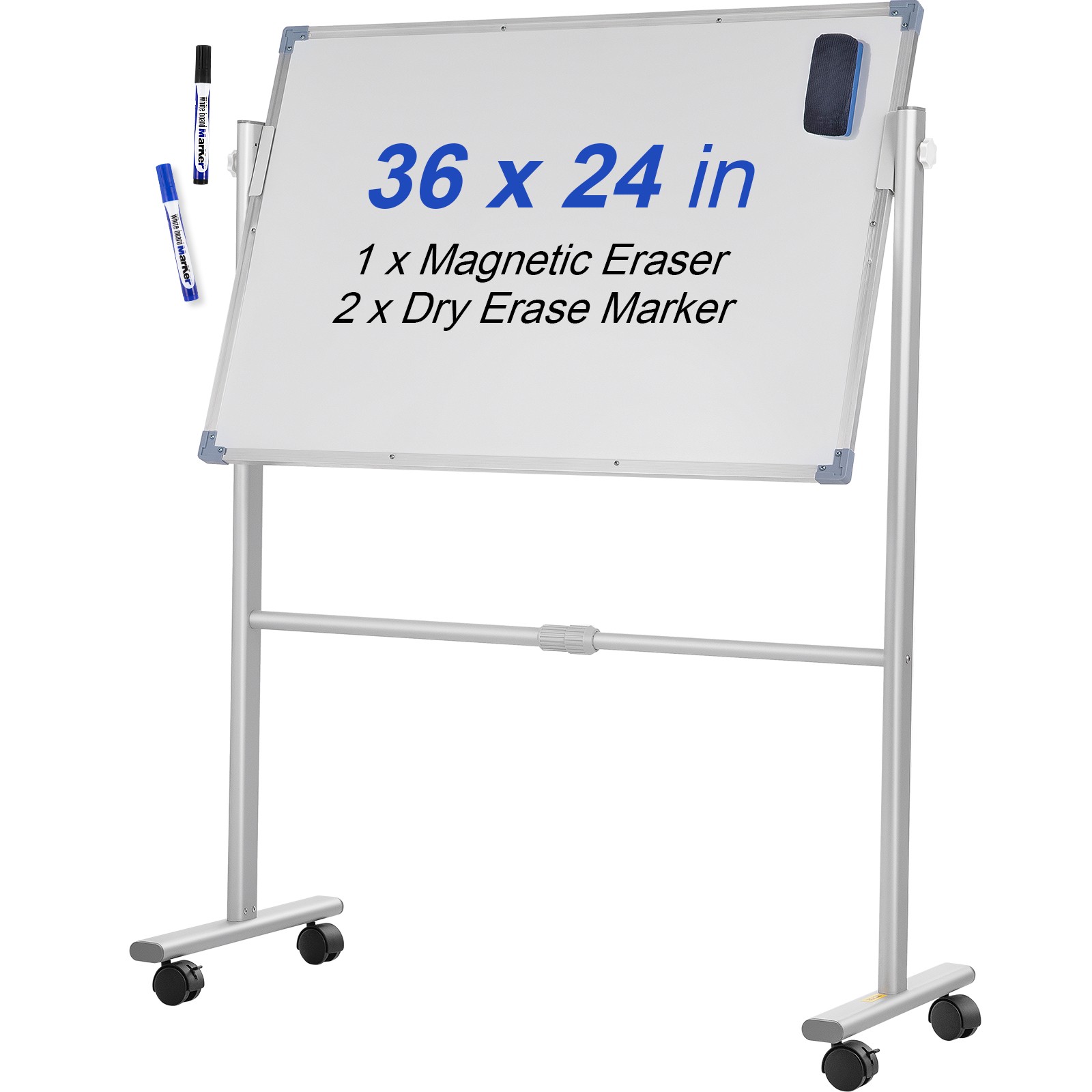 Uimoso Mobile Dry Erase Board Magnetic Whiteboard w/Stand 36″ x 24″ Double Sided