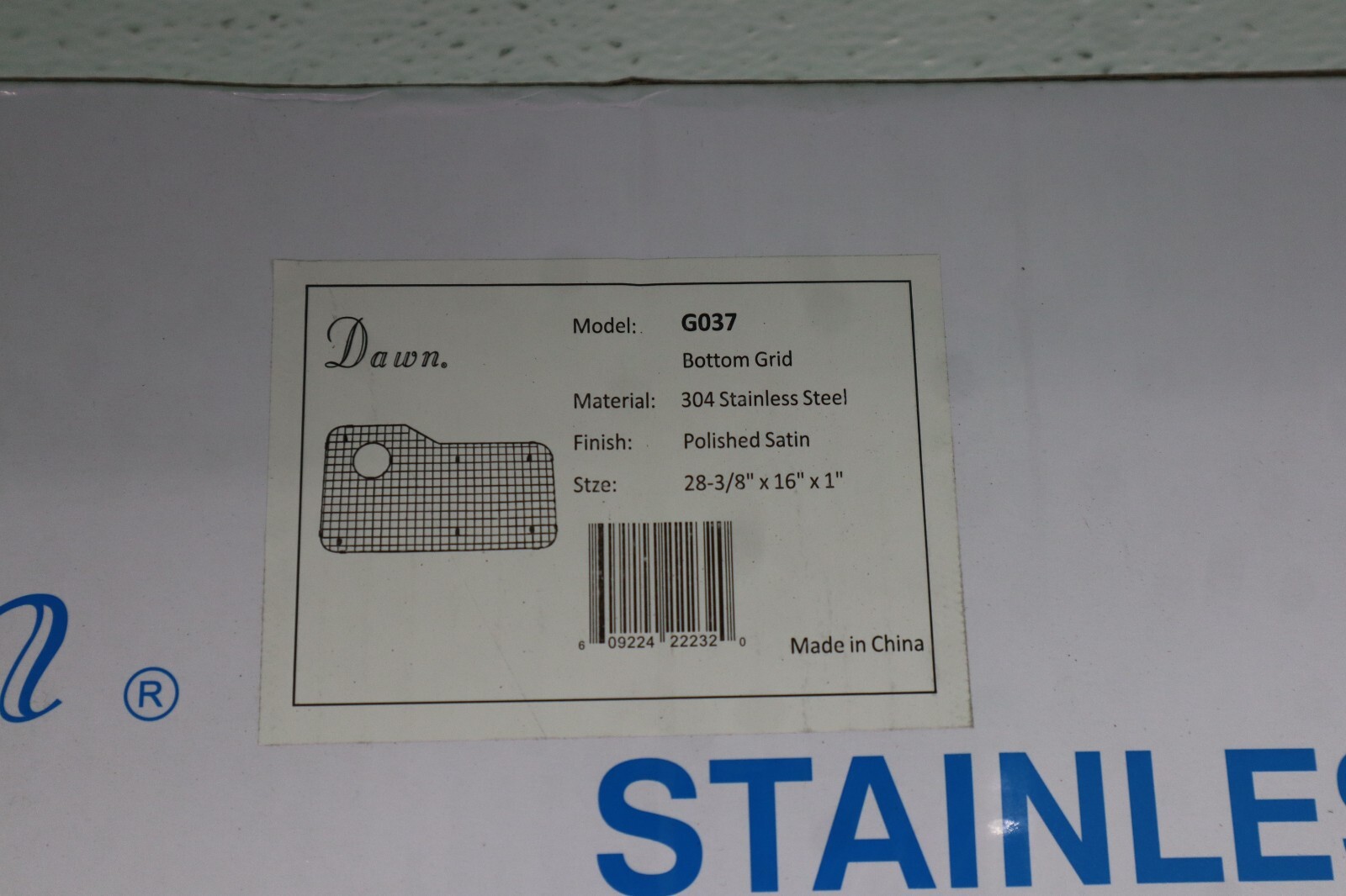 Dawn Kitchen & Bath G037 28.38 in. x 16 in. Bottom Grid For Dsu3118