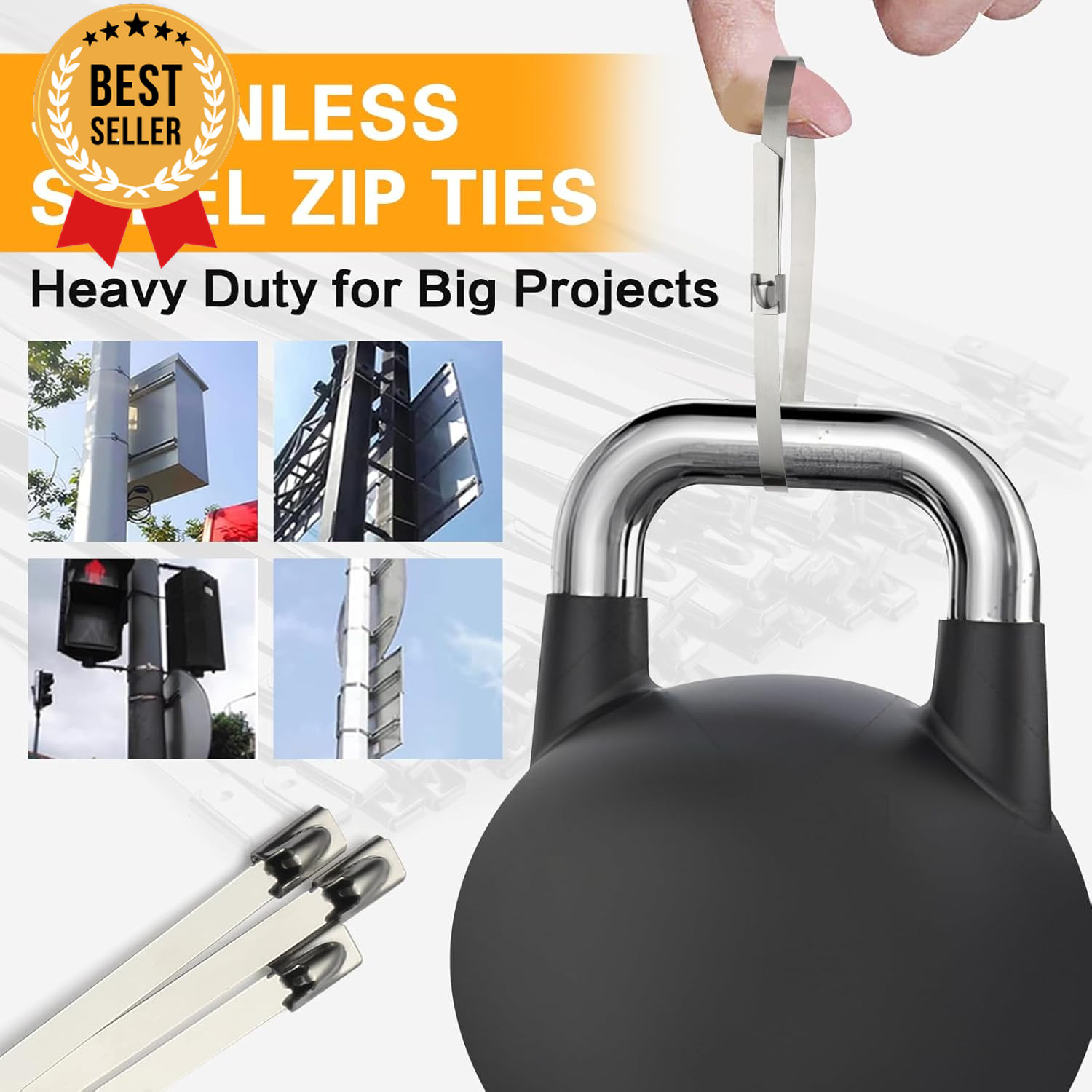 100Pcs Metal Zip Ties 11.8In Stainless Steel Self Locking Heavy Duty Cable Ties