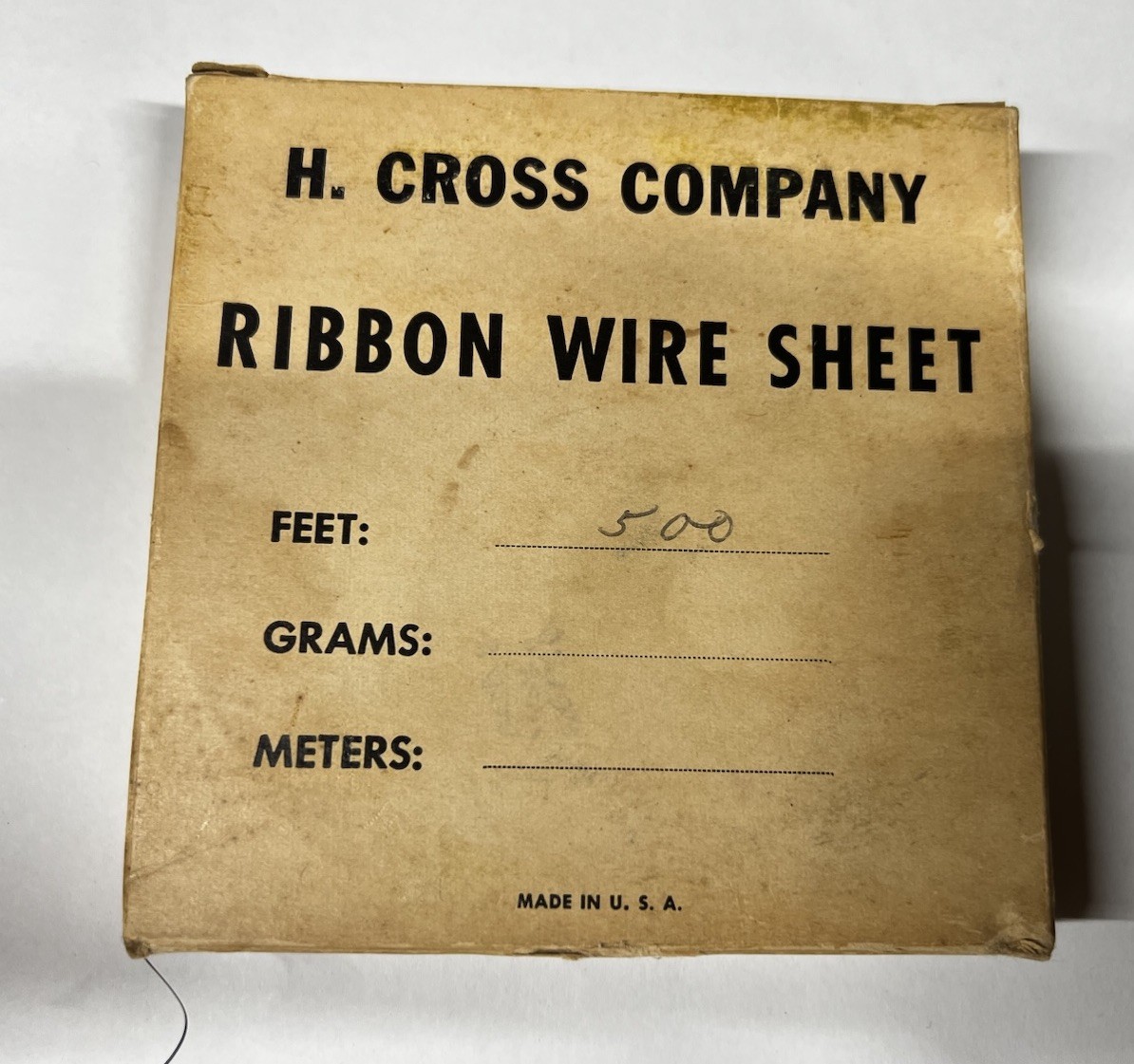 H. Cross Company Molybdenum Ribbon Wire 500 feet 0.004” x 0.027” NEW OLD STOCK