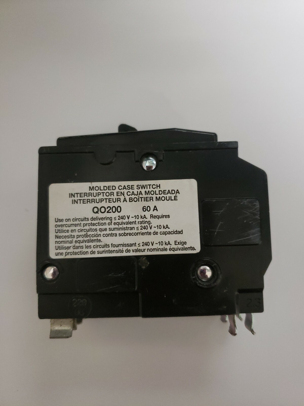 Square D QO200 60 amp 2 pole 120/240V Manual Switch Non-Fused Q0200 60A