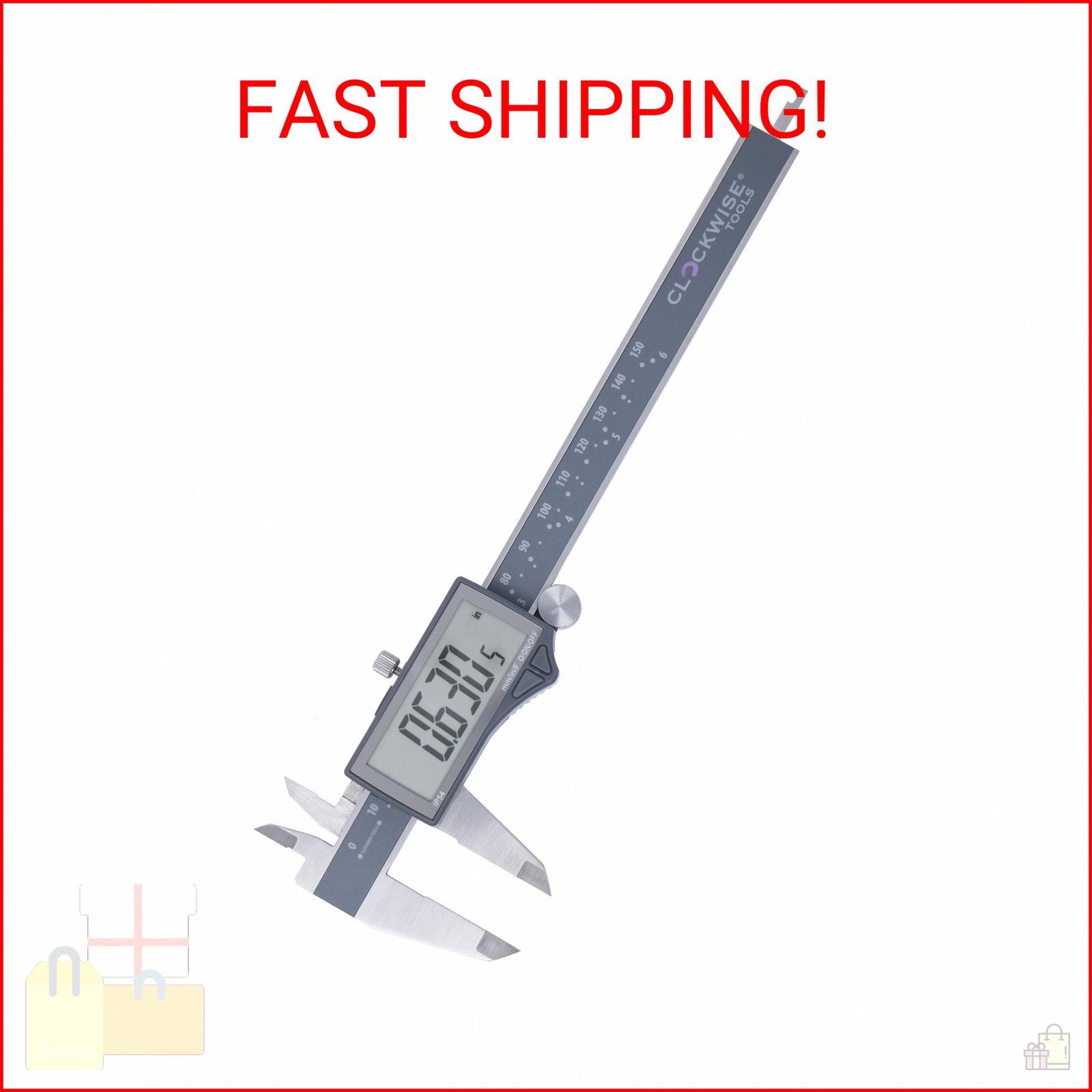 Clockwise Tools IP54 Grade Digital Caliper, DCLR-0605 0-6″ /150mm, Inch/Metric/F