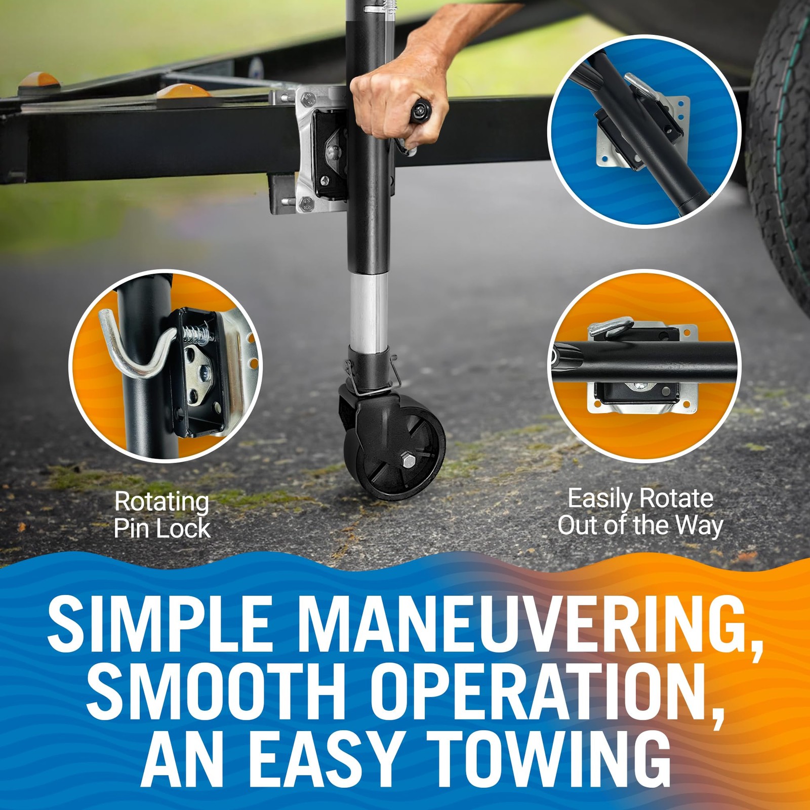 1200lbs Boat Trailer Jack with Wheel, Trailer Tongue Jack, Marine Bolt-On Lif…