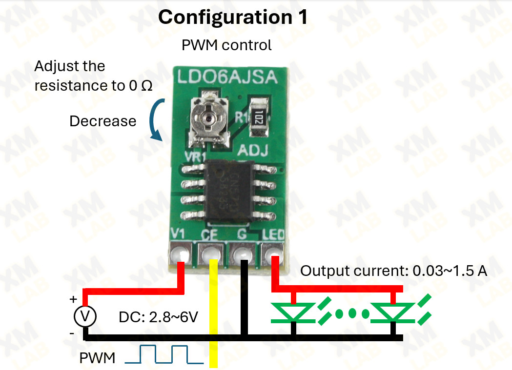 5Pcs DC 3.3V 3.7V 5V LED Driver 30-1500MA Constant Current Adjustable Module PWM