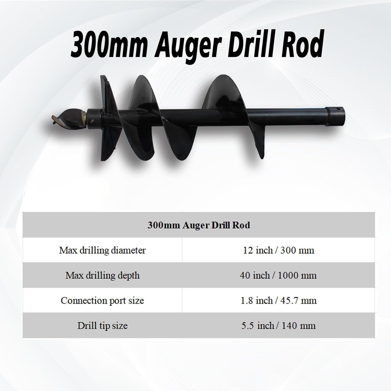 300mm Mini Excavator Auger Drill Rod Bit For 1-2Tons Mini Excavators Digger