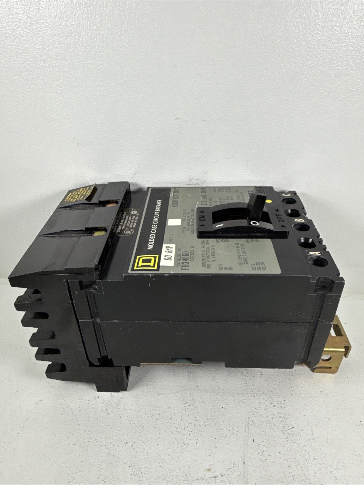 Square D FA34060 Thermal-Magnetic Circuit Breaker, 3-Pole, 60A, 480VAC, 250VDC