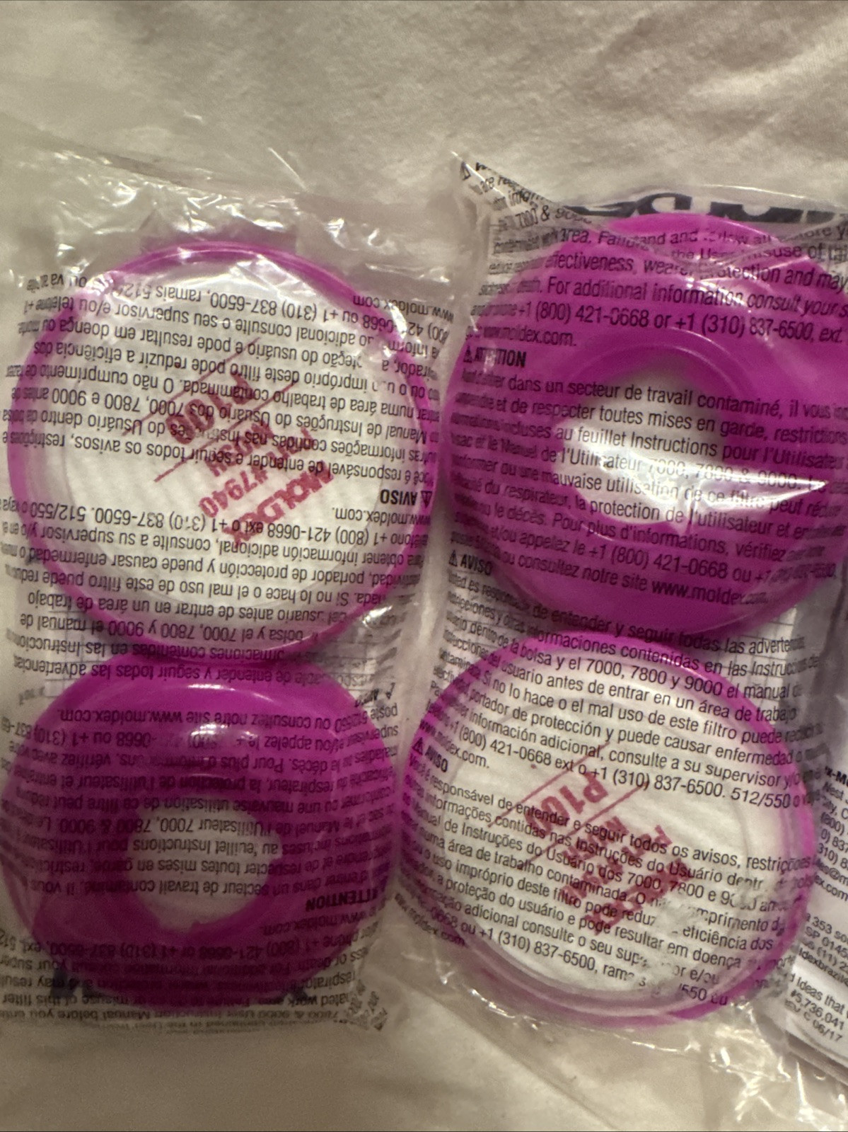4 Packs Of 2! (8) Moldex 7940 Filter, Bayonet, P100, Magenta, 2 Pk, Niosh