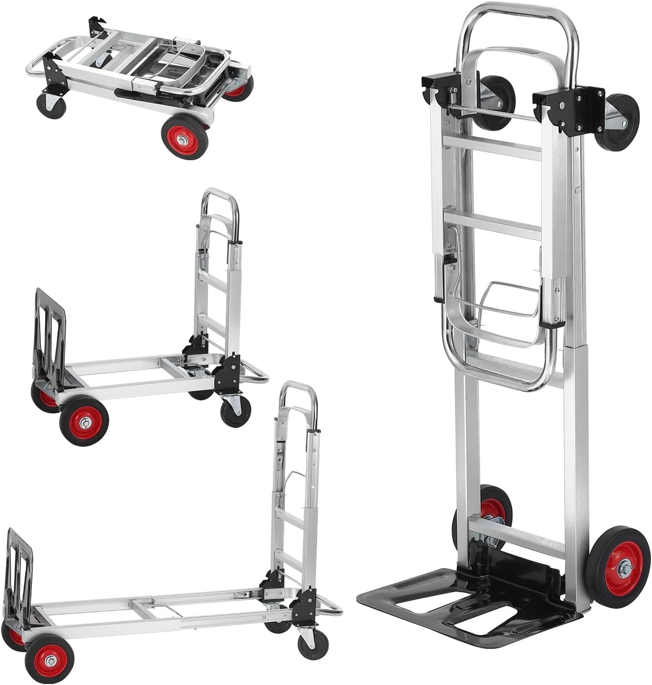 Heavy Duty 2-in-1 Aluminum Folding Hand Truck – 400 lbs Capacity & Rubber Wheels