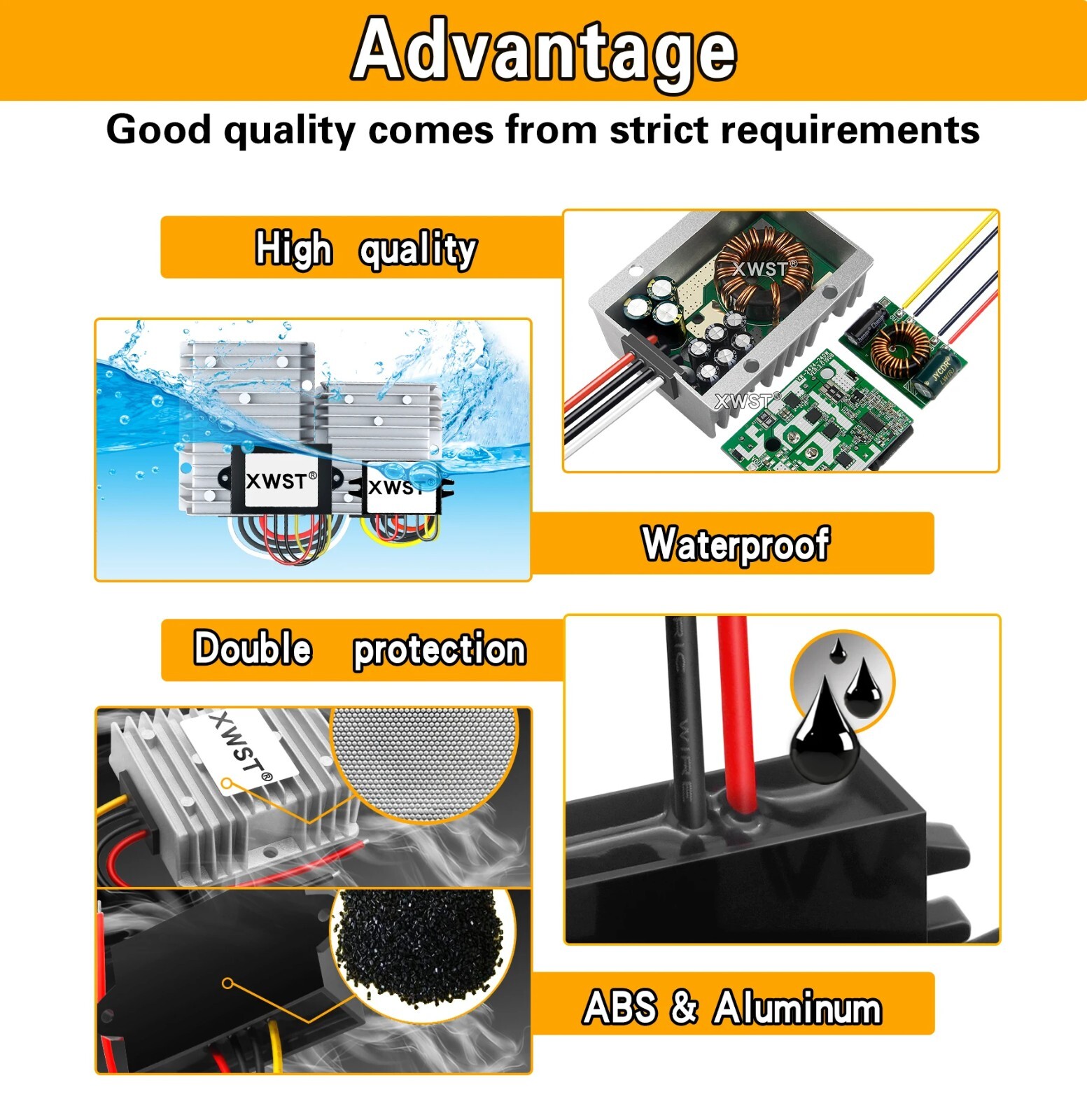 DC DC Battery Charger Waterproof Converter Single Output 9-35V 12.6-14.5V 5-22A