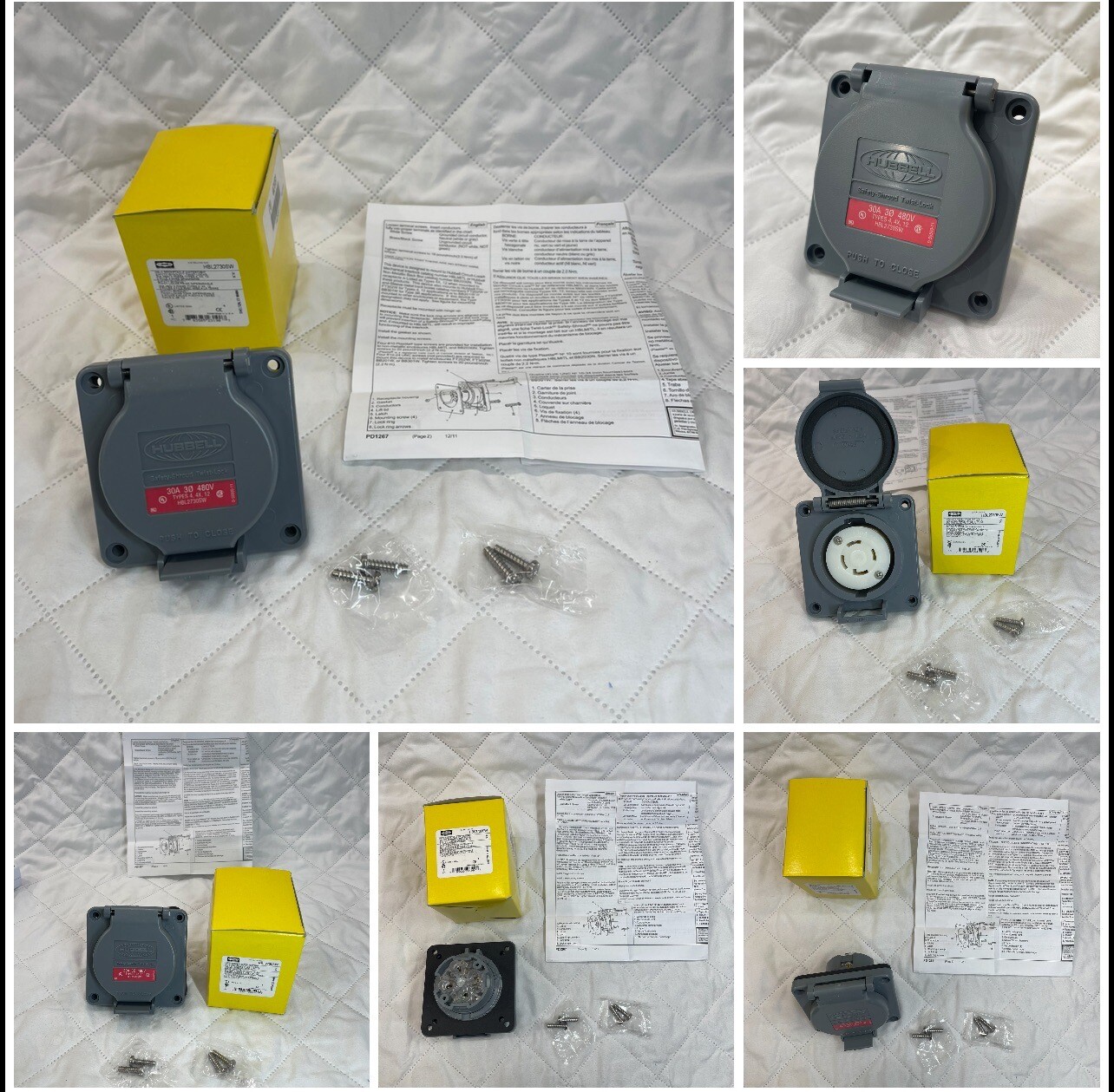 HUBBELL HBL2730SW HBL RECEPTACLE WATERTIGHT SAFETY 30 AMPS 480 VOLTS 3 POLE 4 WI