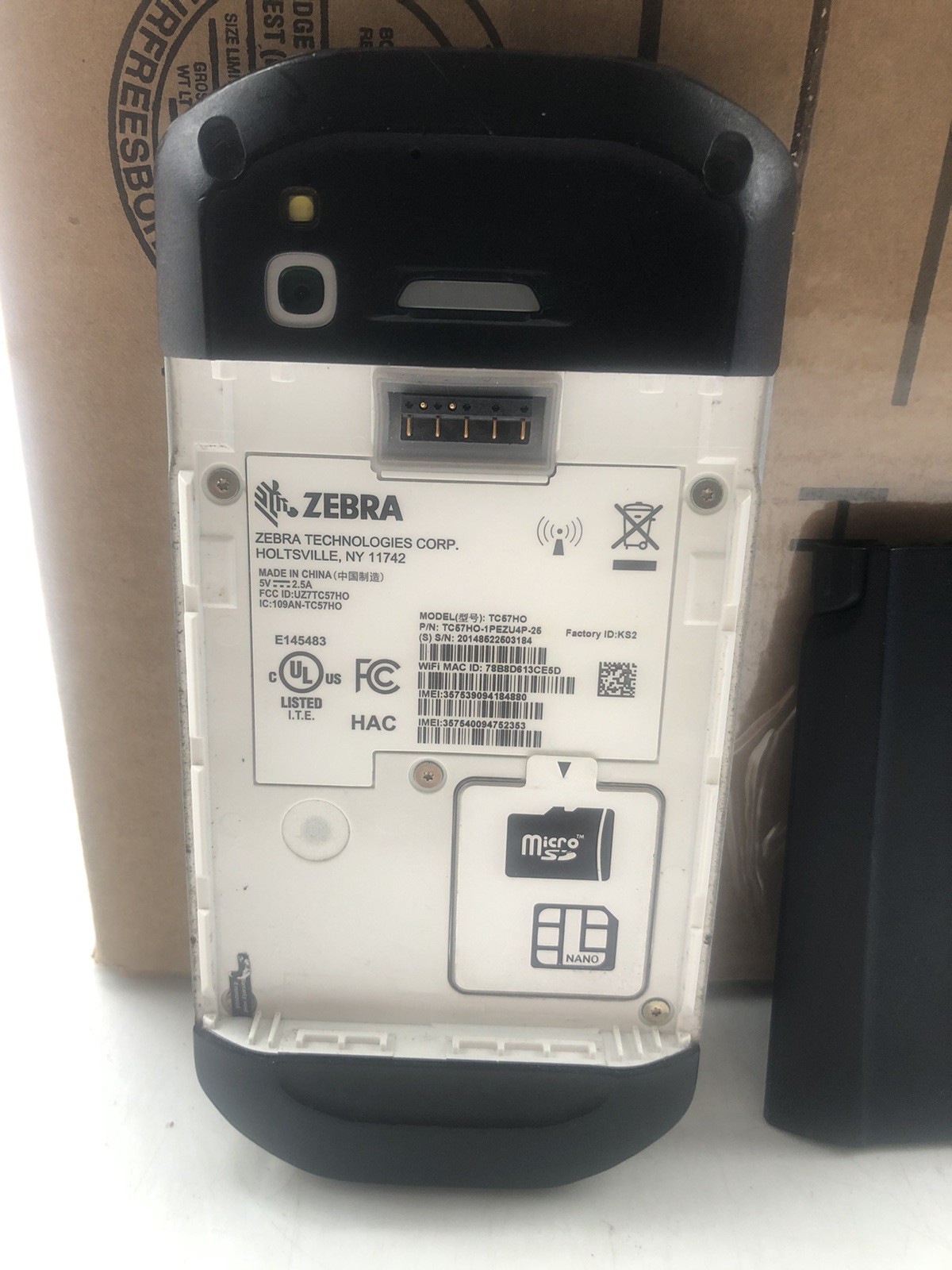 Zebra TC57HO Handheld Mobile Computer Barcode Scanner w/Battery UNTESTED *