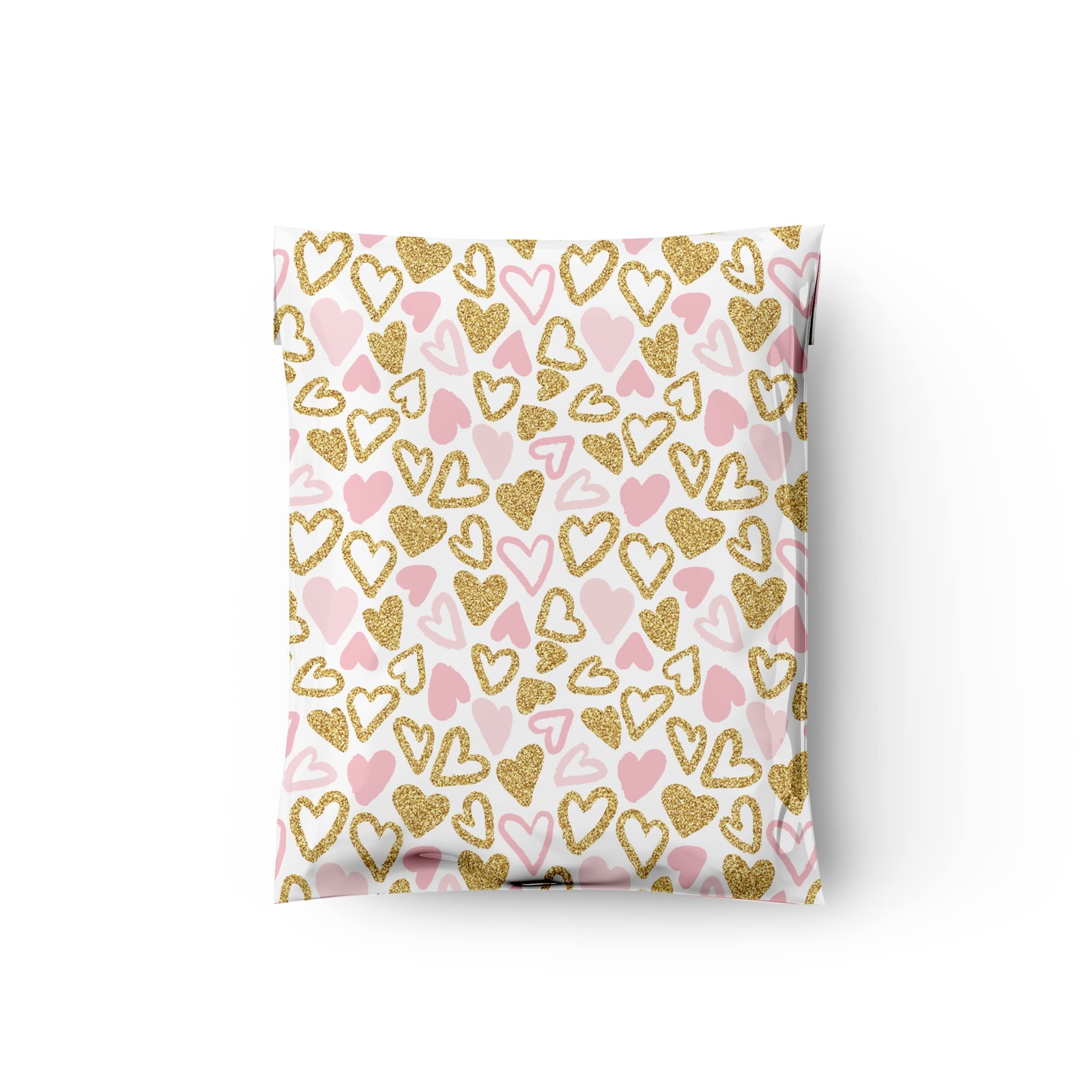 12×15 50 Pink and Gold Hearts Designer Poly Mailers Shipping Envelopes Premiu…