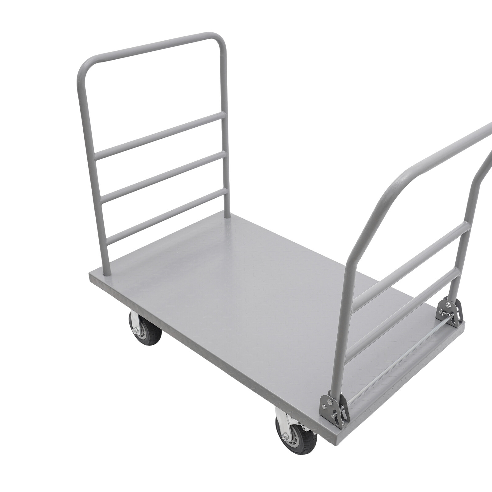 Platform Truck Cart, Heavy Duty Push Cart 2000LB with Detachable Rear Guardrail
