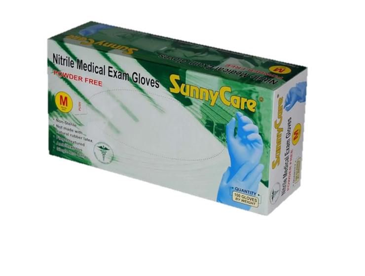 SUNNYCARE BLUE NITRILE MEDICAL GLOVES – 8602 MED – CASE OF 10 BOXES (100/BOX)