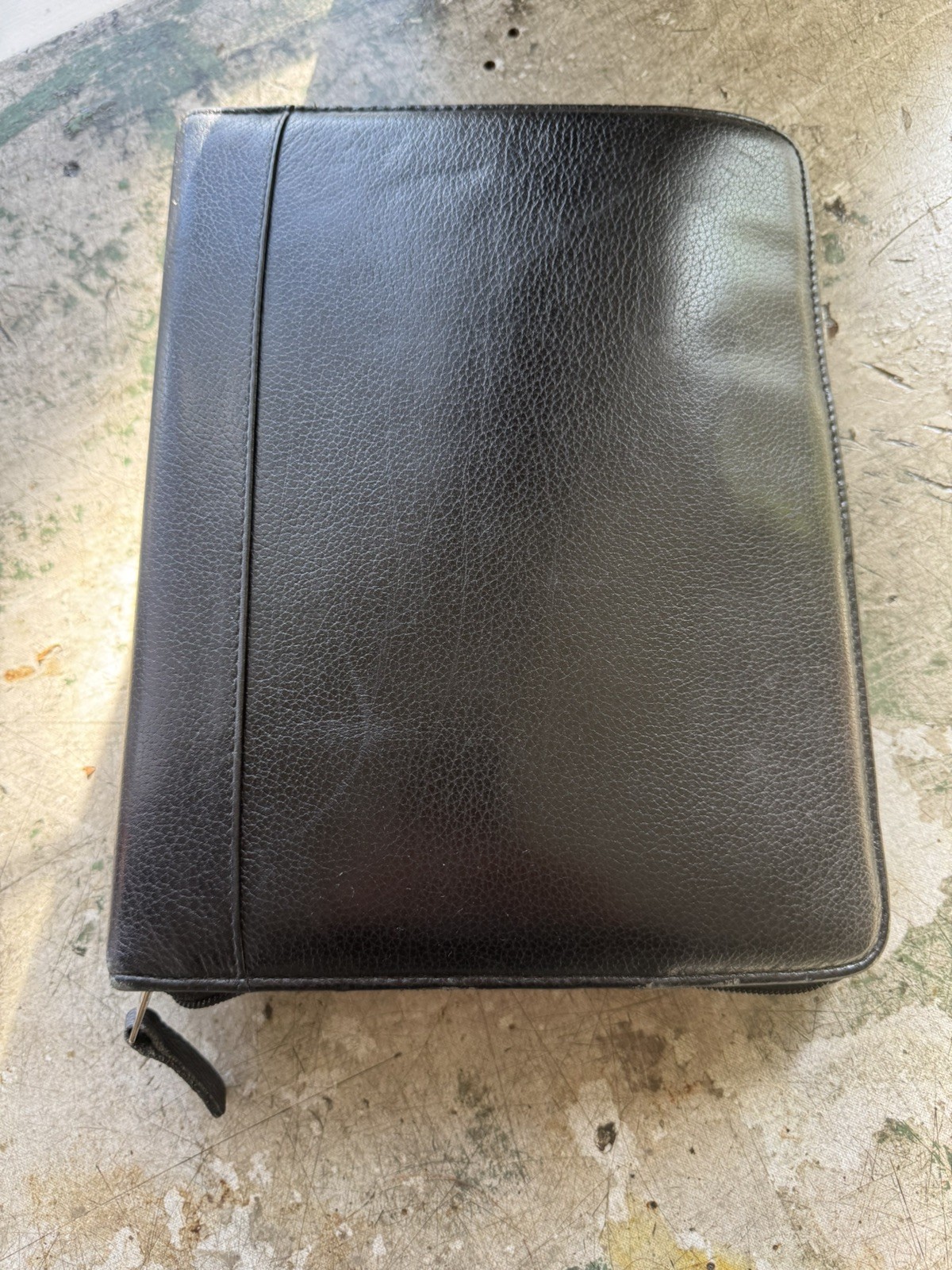 Franklin Quest Black Verona Leather Zip Organizer Planner 7 Ring Classic Binder