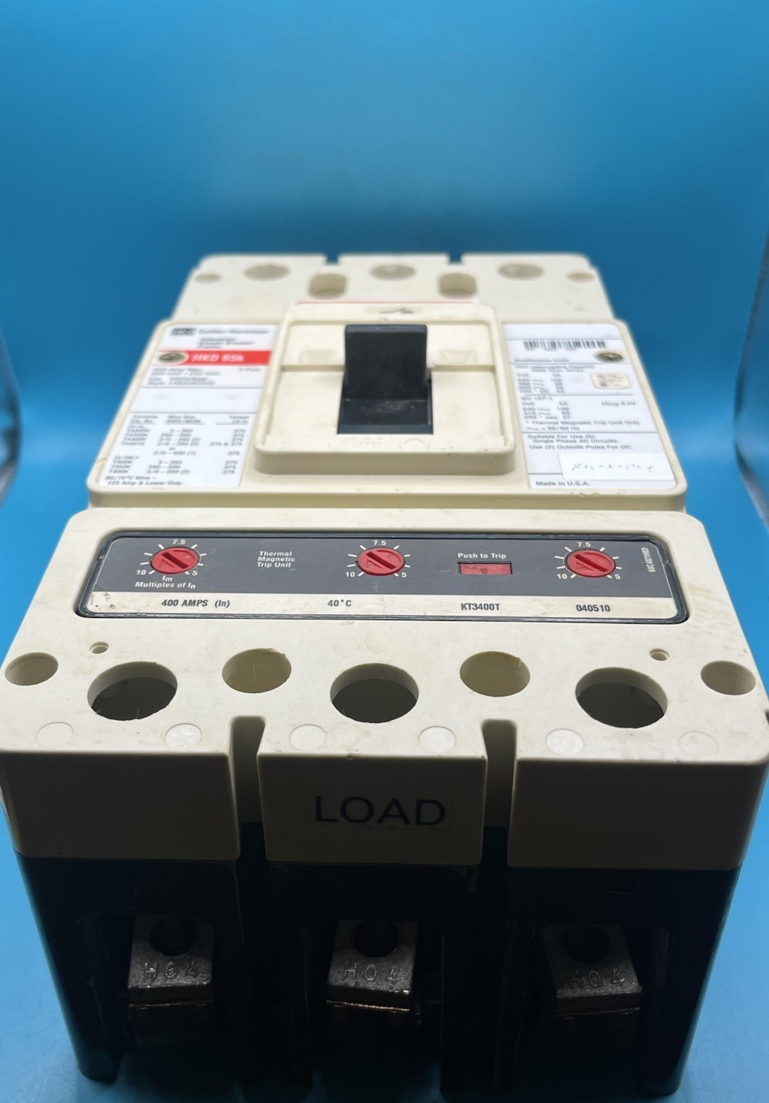 Eaton HKD3400 400A 600V 250 VDC Circuit Breaker