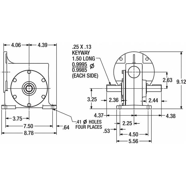 Dayton 6Z128 Speed Reducer, C-Face, 56C, 60:1