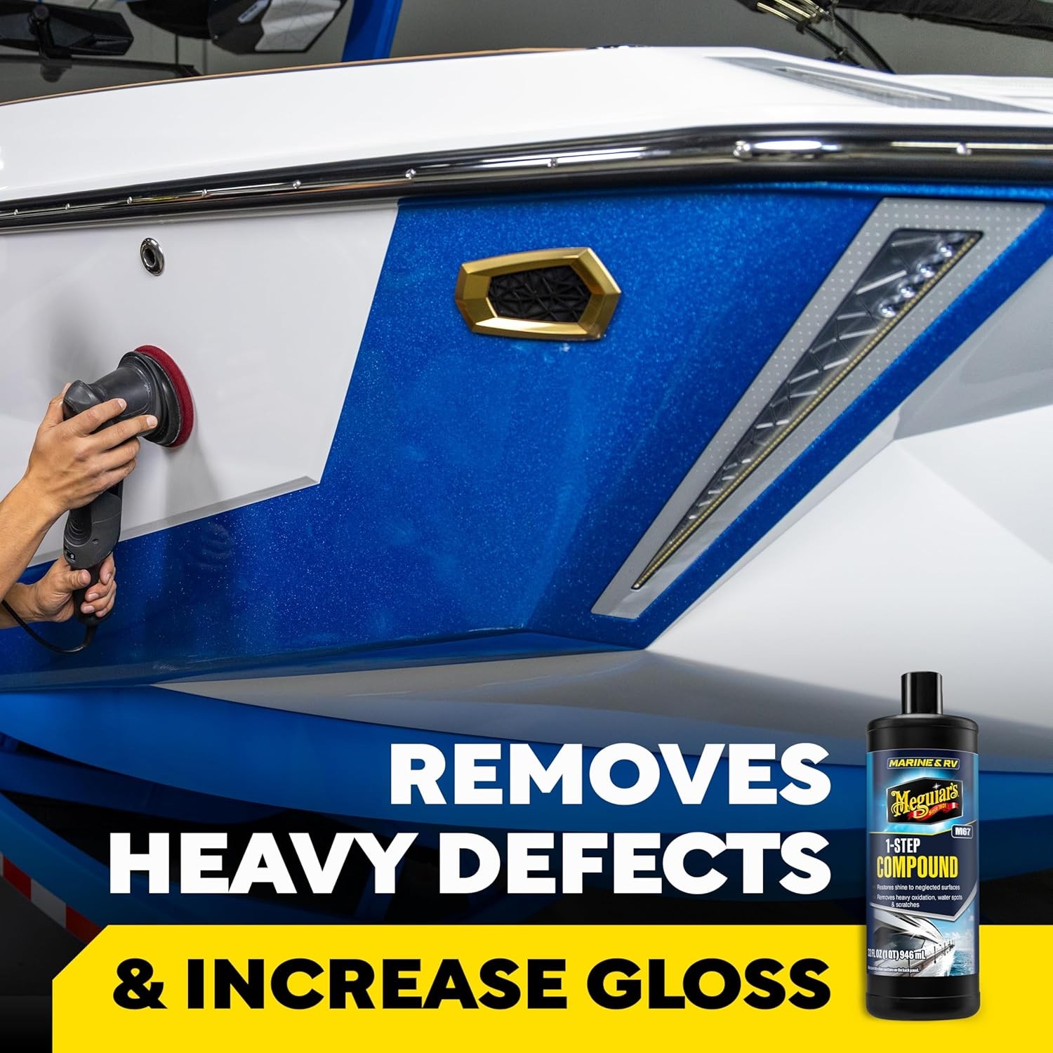 Meguiar’s M6732 Marine/RV One Step Compound, Remove Oxidation, Stains,…